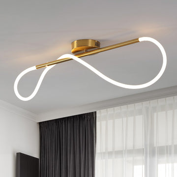 Alessio Contemporary Minimalist 360 Adjustable Silicone Neon Rope Dimmable Linear Integrated LED Flush Mount - JONATHAN Y